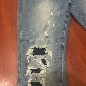 Balenciaga Light Blue Distressed Skinny Jeans newly used